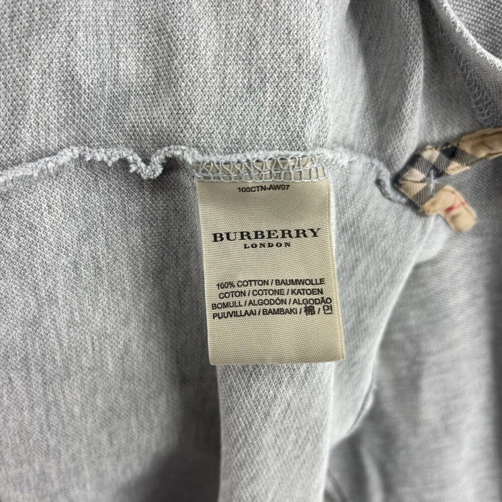 Burberry London Polo Shirt Mens 2XL Gray Long Sleeves Pullover Vented Mini Logo - Picture 14 of 15